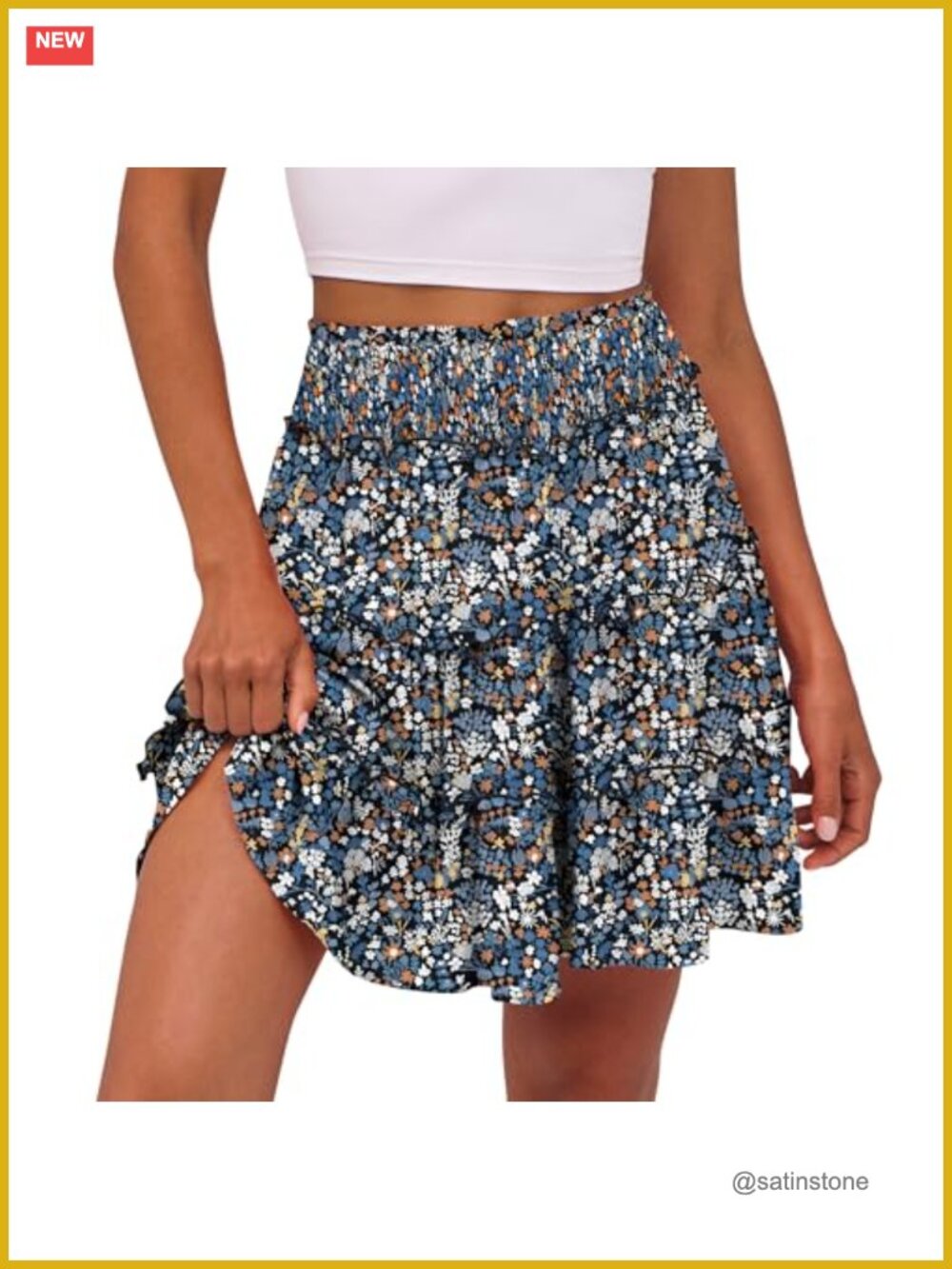 Womens Tiered Mini Skort Built-In Shorts High Waist Flowy Rayon Summer